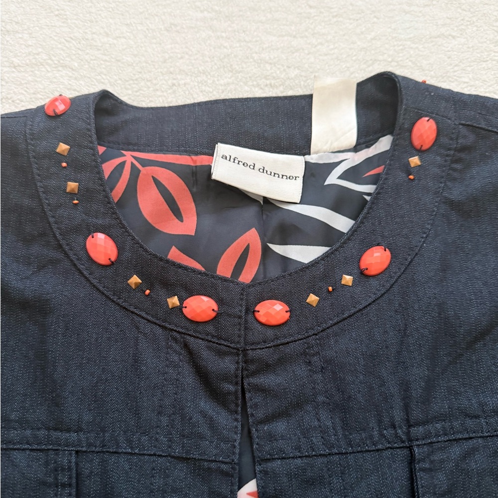 Alfred Dunner Embellished Denim Jacket Size 18 3/4 Sleeves - Picture 13 of 14